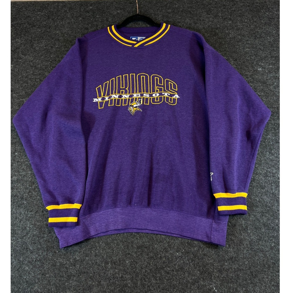 Vintage 90s Starter Minnesota Vikings NFL Sweatshirt Purple Mens Large